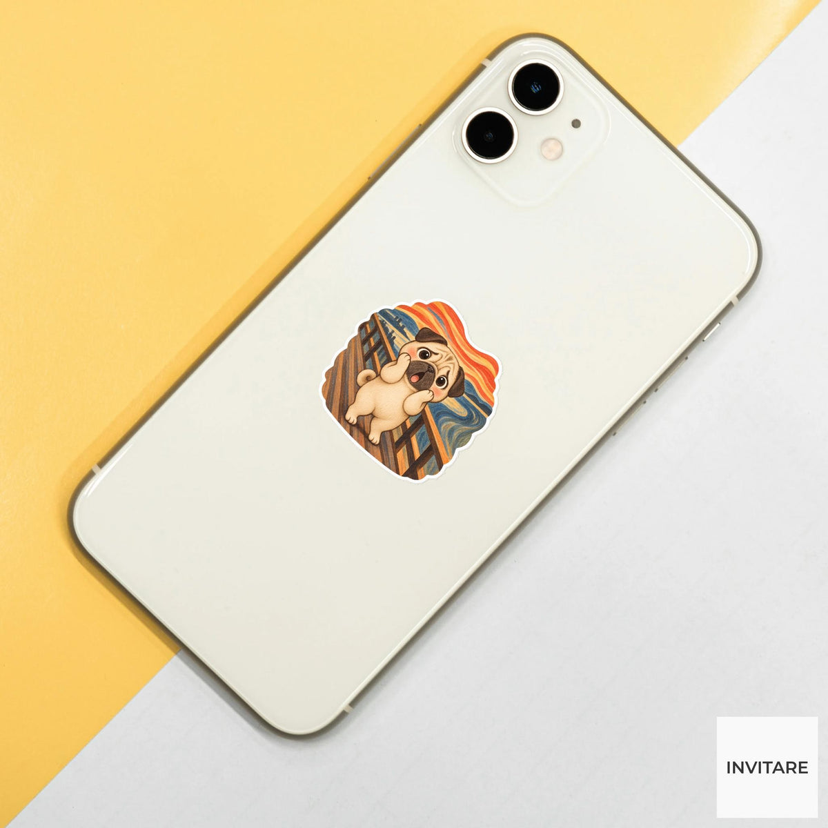 The Scream Pug Sticker, Funny Munch Inspired Dog Art for Journals and Laptops