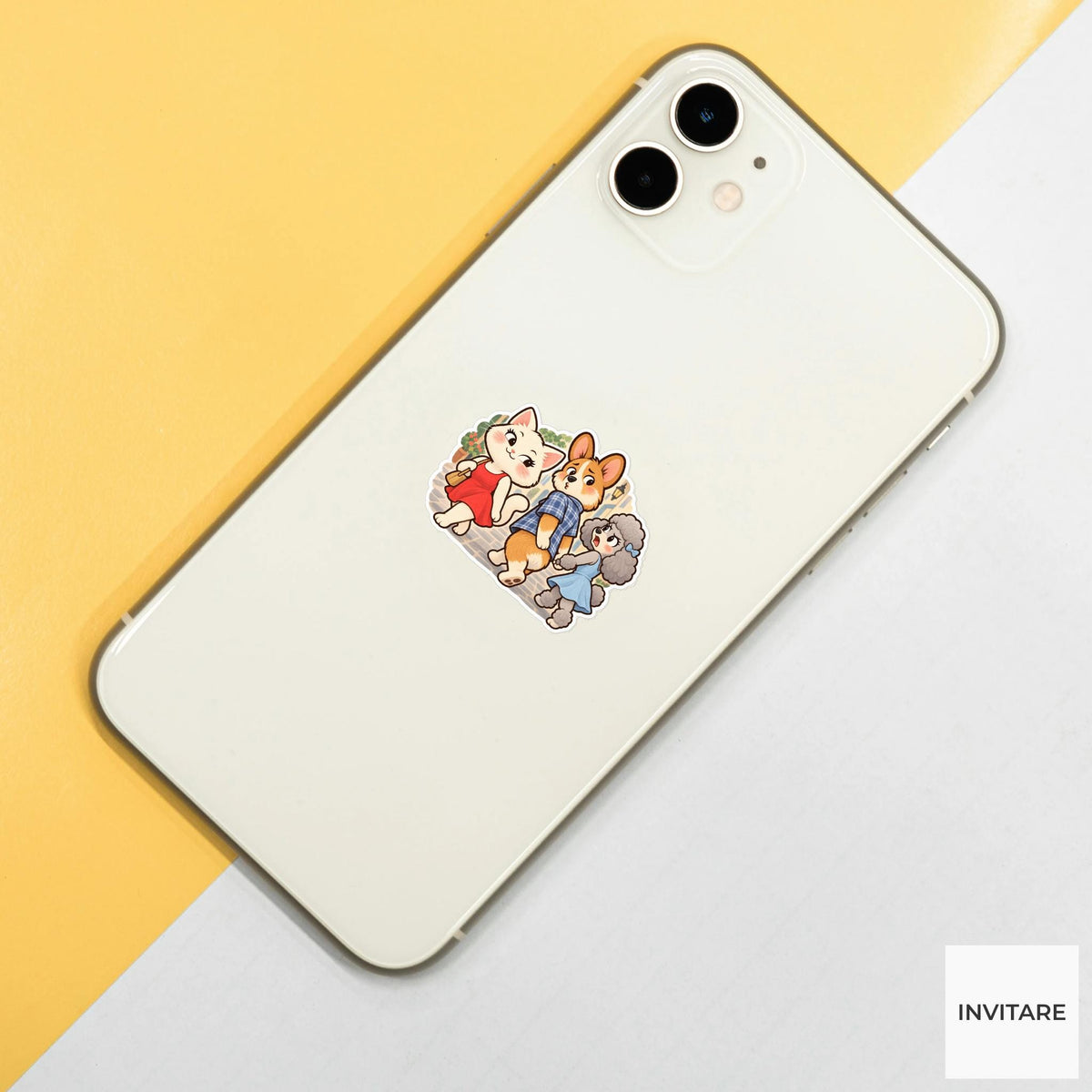 Distracted Corgi Vinyl Sticker, Funny Dog and Cat Reaction Meme