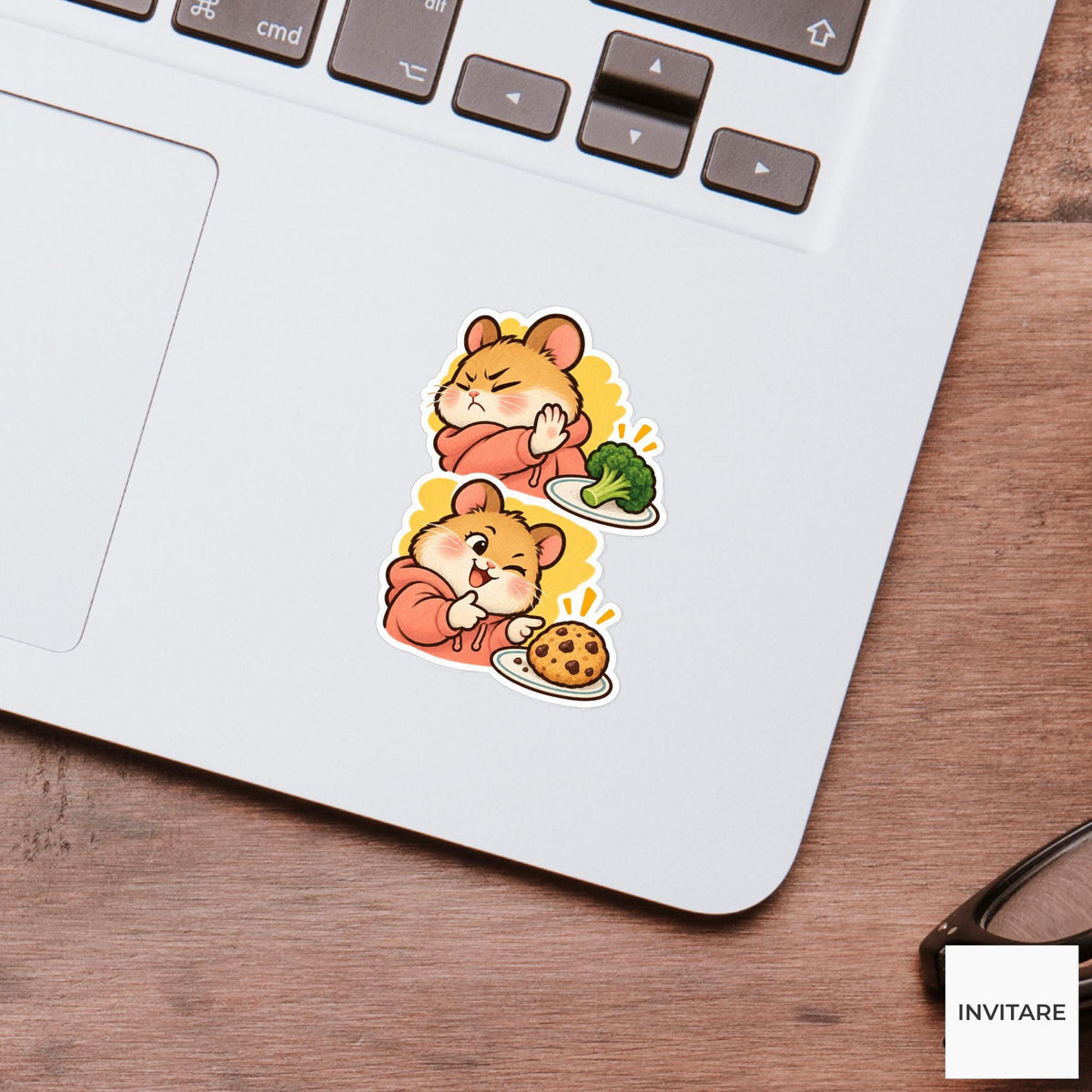 Broccoli No Cookie Yes Hamster Vinyl Sticker, Funny Snack Reaction Meme