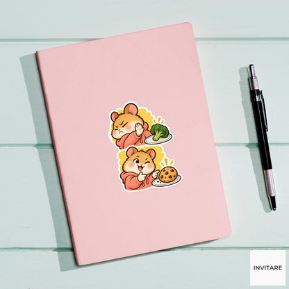 Broccoli No Cookie Yes Hamster Vinyl Sticker, Funny Snack Reaction Meme