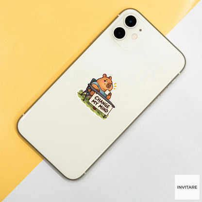 Change My Mind Capybara Vinyl Sticker, Funny Animal Debate Table Meme