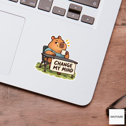 Change My Mind Capybara Vinyl Sticker, Funny Animal Debate Table Meme