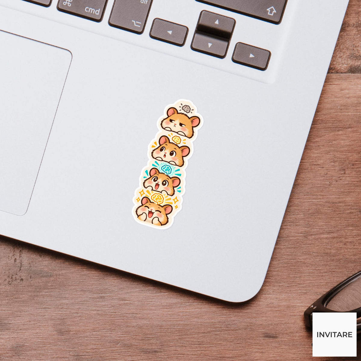 Galaxy Brain Hamster Vinyl Sticker, Cute Four Stage Idea Reaction Meme