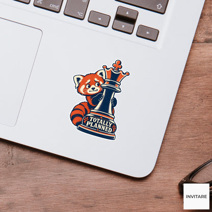 Red panda Chess Vinyl Sticker, Totally Planned Cute Animal Illustration