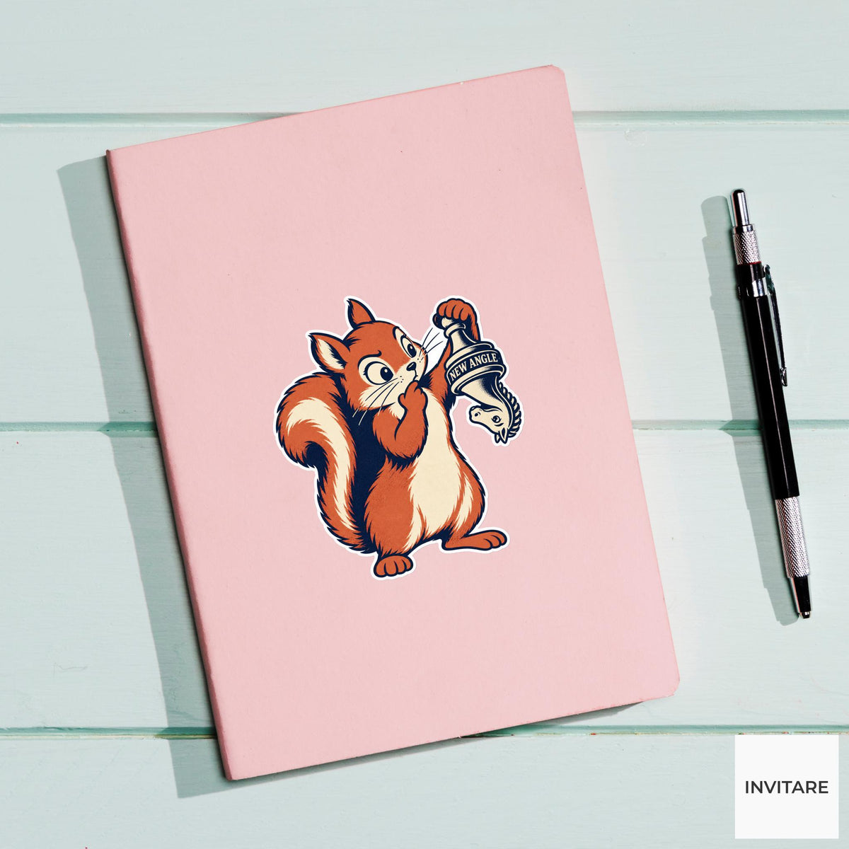 Squirrel Chess Vinyl Sticker, New Angle Cute Animal Illustration