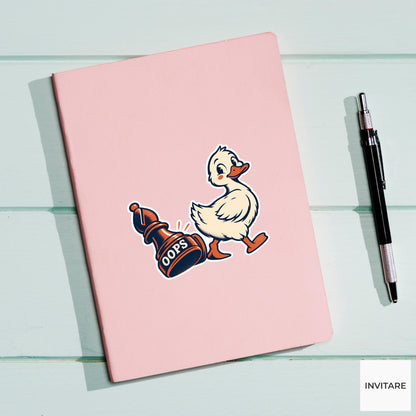 Duck Chess Vinyl Sticker, Oops Cute Animal Illustration