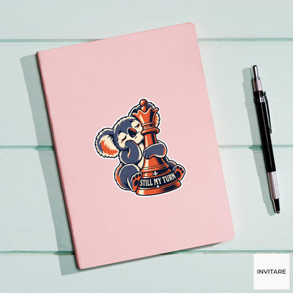 Koala Chess Vinyl Sticker, Still My Turn Cute Animal Illustration