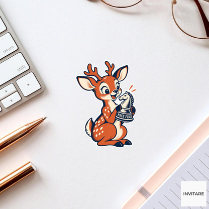 Deer Chess Vinyl Sticker, Nice Find Cute Animal Illustration