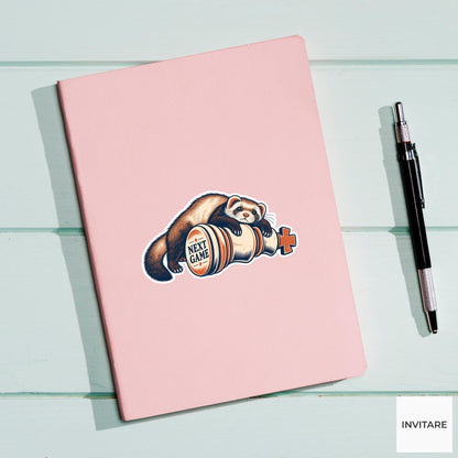 Ferret Chess Vinyl Sticker, Next Game Cute Animal Illustration