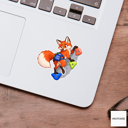 Fox Bouldering Vinyl Sticker, Feet First Cute Animal Illustration