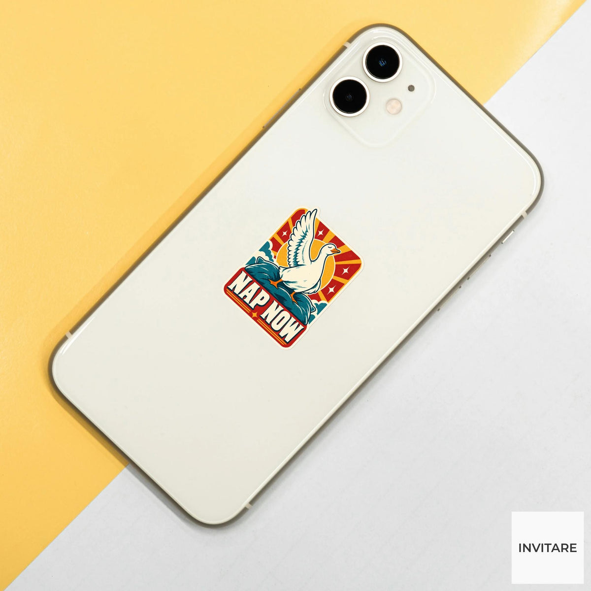 Nap Now Goose Vinyl Sticker, Funny Retro Poster for Journals and Laptops