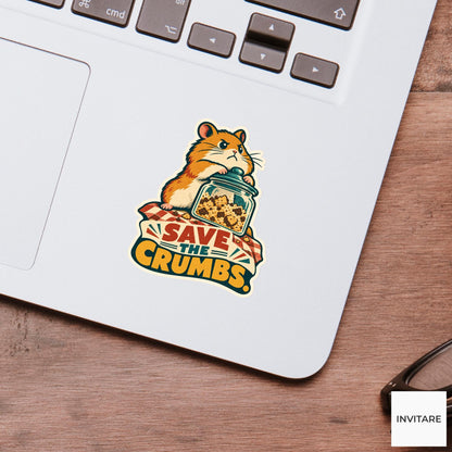 Cookie Guard Hamster Vinyl Sticker, Funny Retro Poster for Journals and Laptops