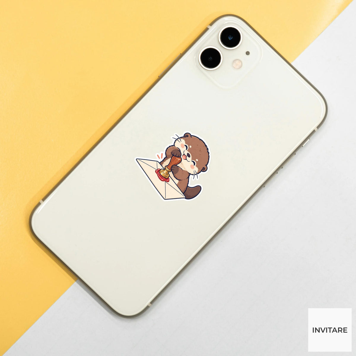Otter Stamping a Wax Seal Vinyl Sticker, Pen Pal Club Animal