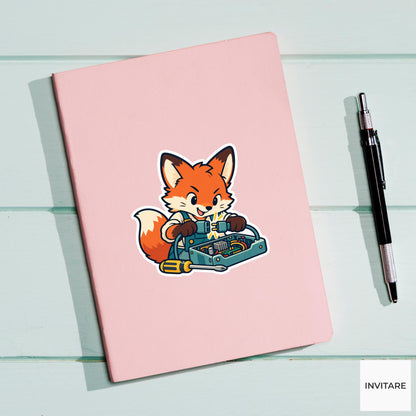 Fox Reconnecting a Loose Plug Vinyl Sticker, Little Electronics Workshop