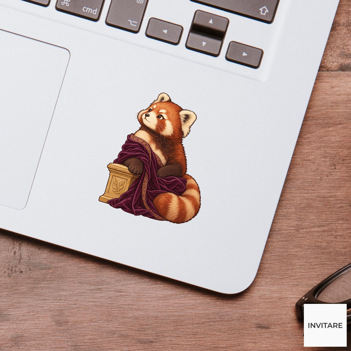 Bernhardt Red Panda Vinyl Sticker, Vintage Animal Portrait, Hand Drawn History Lover Gift