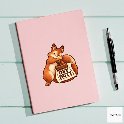 Squirrel Off Duty Clerk Vinyl Sticker, Funny Animal Stamping Permit, Office Humor Gift