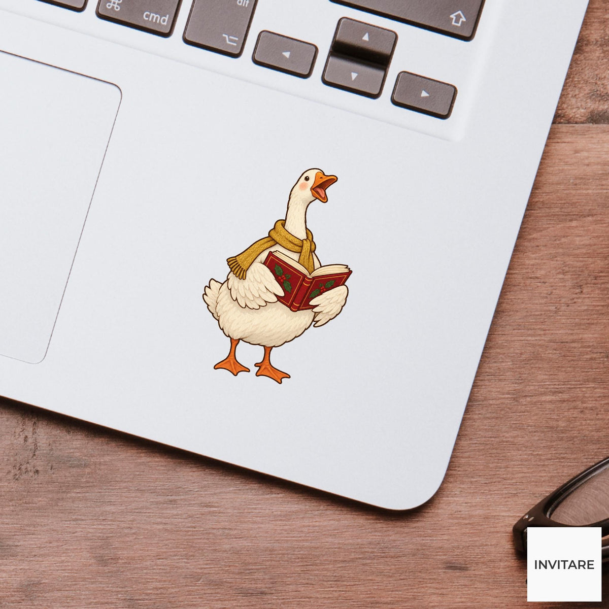 Goose Christmas Choir Vinyl Sticker, Funny Off Key Animal Caroler, Holiday Music Gift