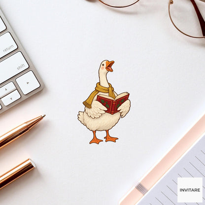 Goose Christmas Choir Vinyl Sticker, Funny Off Key Animal Caroler, Holiday Music Gift