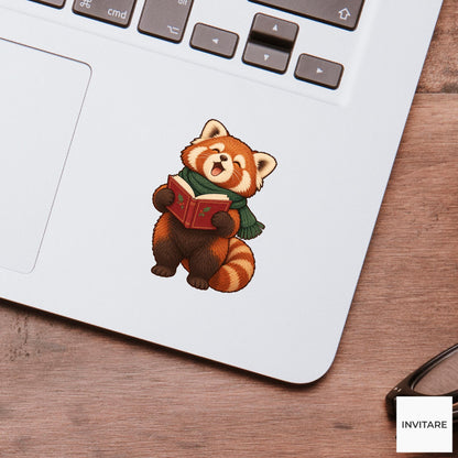 Red Panda Christmas Choir Vinyl Sticker, Funny Off Key Animal Caroler, Holiday Music Gift