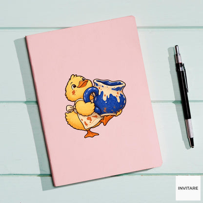 Duckling Wonky Mug Vinyl Sticker, Beginner Pottery Animal, Ceramic Hobby Gift