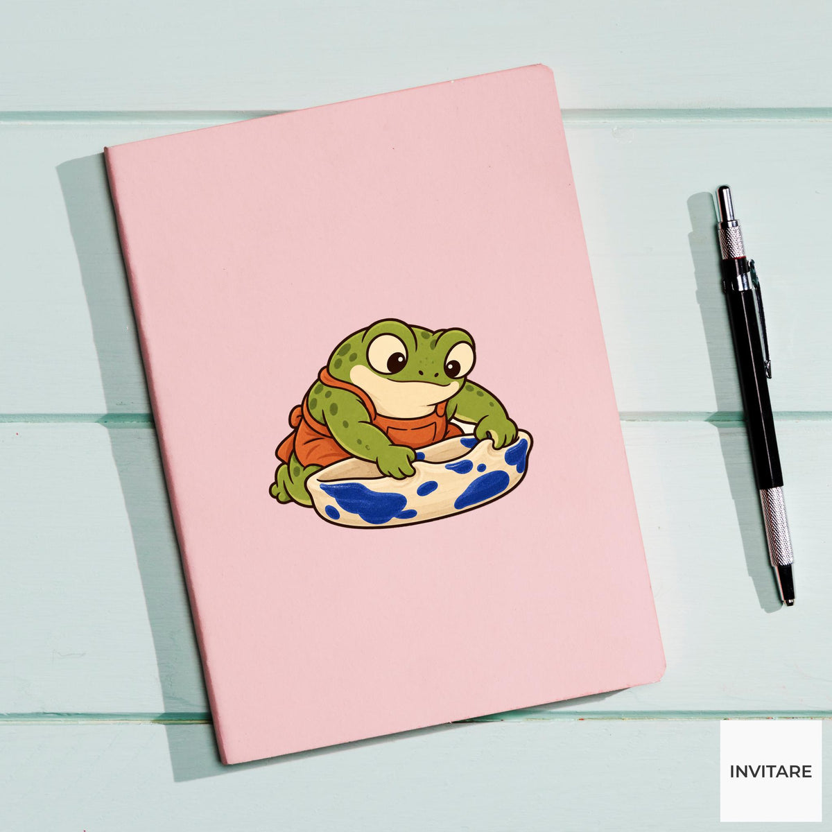 Frog Thumbprint Bowl Vinyl Sticker, Beginner Pottery Animal, Ceramic Hobby Gift