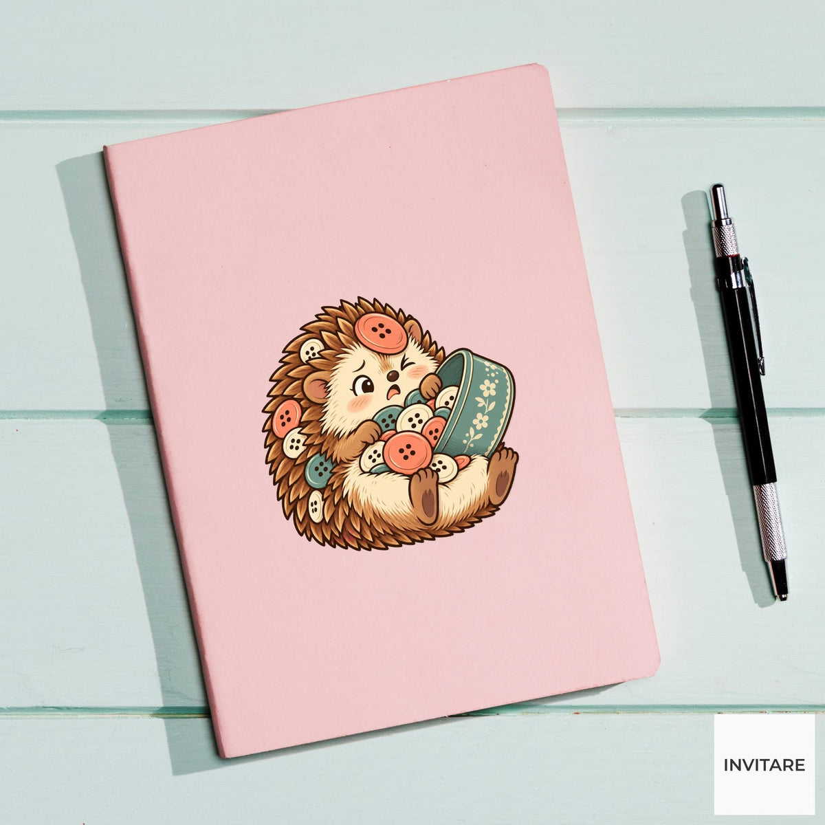 Hedgehog Button Avalanche Vinyl Sticker, Funny Craft Mishap, Cute Animal Decal, Maker Gift