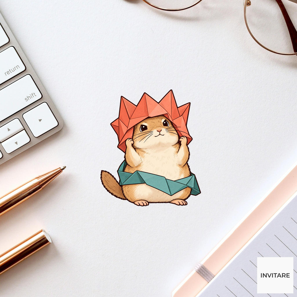 Gerbil Paper Fold Fail Vinyl Sticker, Funny Craft Mishap, Cute Animal Decal, Maker Gift