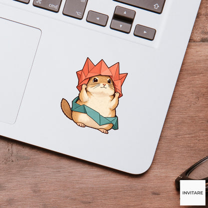Gerbil Paper Fold Fail Vinyl Sticker, Funny Craft Mishap, Cute Animal Decal, Maker Gift
