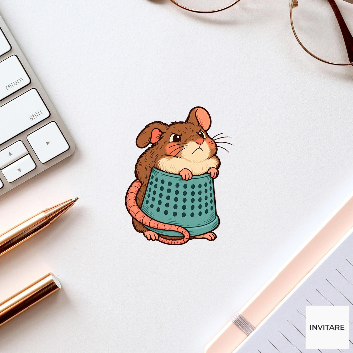 Rat Oversized Thimble Vinyl Sticker, Funny Craft Mishap, Cute Animal Decal, Maker Gift