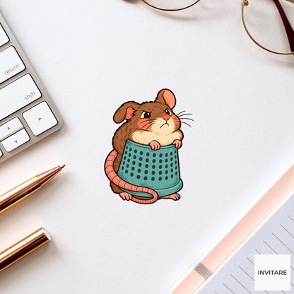 Rat Oversized Thimble Vinyl Sticker, Funny Craft Mishap, Cute Animal Decal, Maker Gift