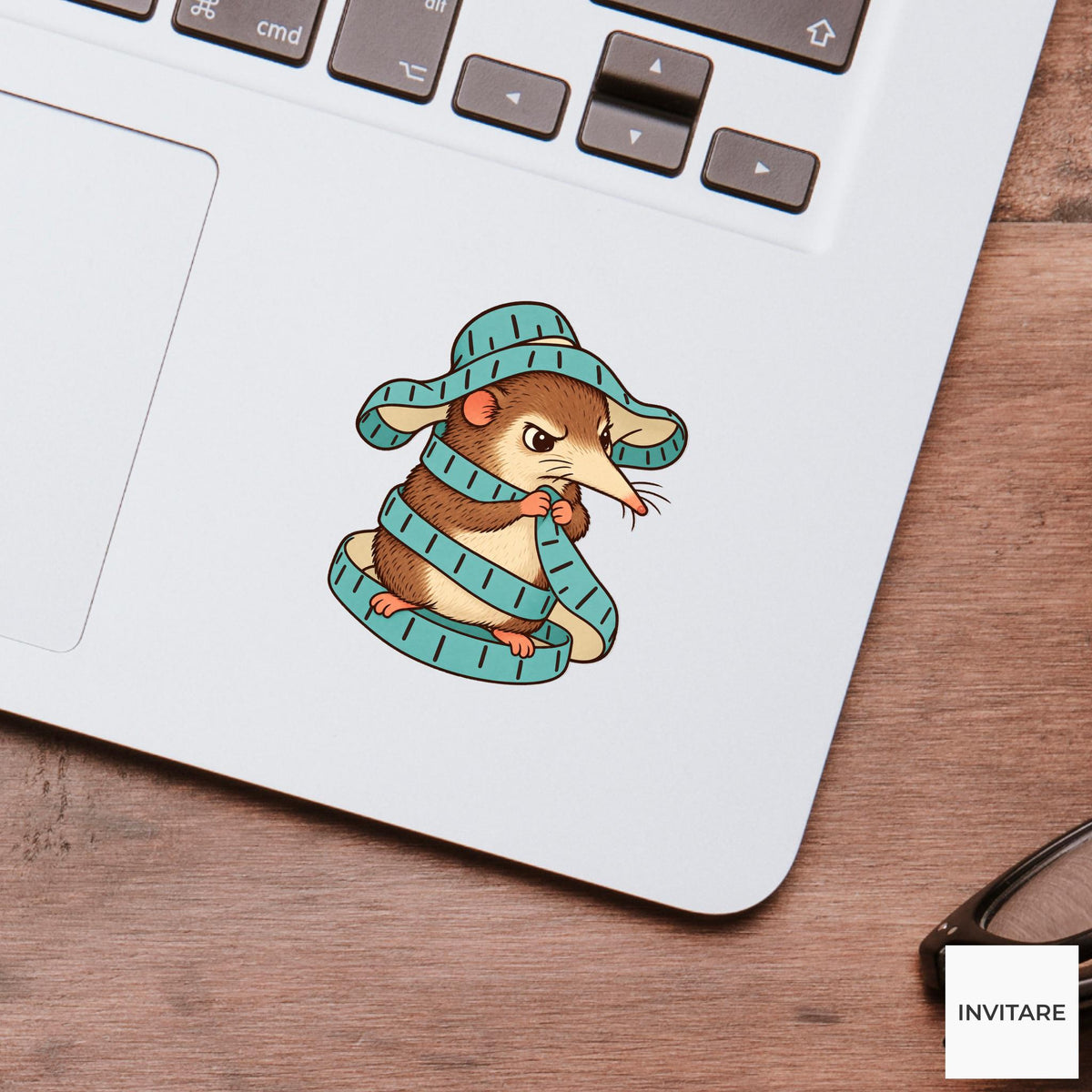 Shrew Measuring Tape Muddle Vinyl Sticker, Funny Craft Mishap, Cute Animal Decal, Maker Gift