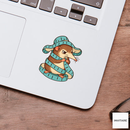 Shrew Measuring Tape Muddle Vinyl Sticker, Funny Craft Mishap, Cute Animal Decal, Maker Gift