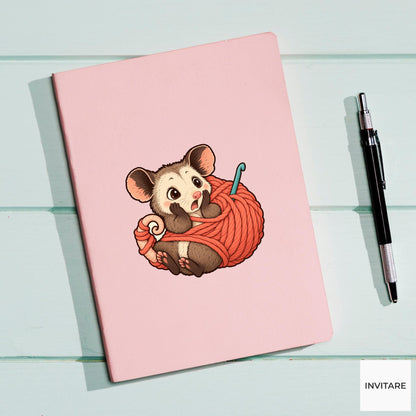 Baby Opossum Yarn Tail Vinyl Sticker, Funny Craft Mishap, Cute Animal Decal, Maker Gift