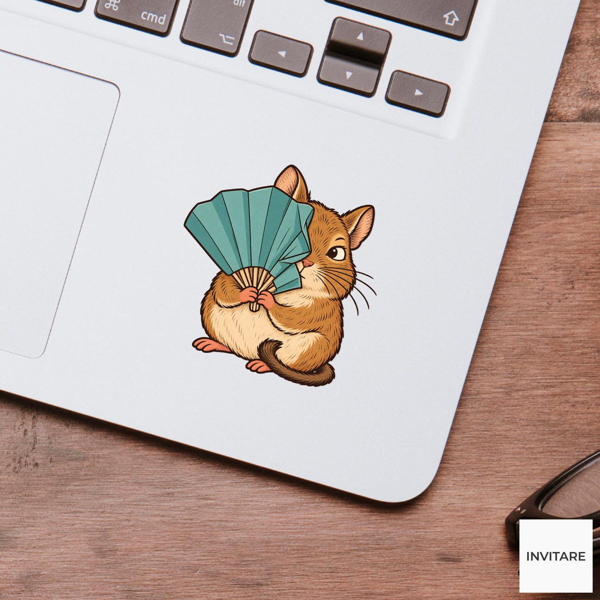 Degu Paper Fan Failure Vinyl Sticker, Funny Craft Mishap, Cute Animal Decal, Maker Gift