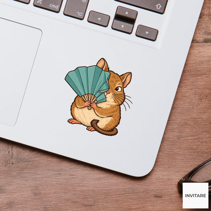 Degu Paper Fan Failure Vinyl Sticker, Funny Craft Mishap, Cute Animal Decal, Maker Gift