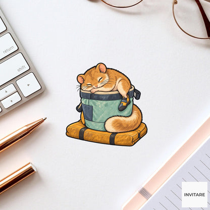 Dormouse Chalk-Bucket Nap Vinyl Sticker, Funny Climbing Animal, Boulder Lover Gift