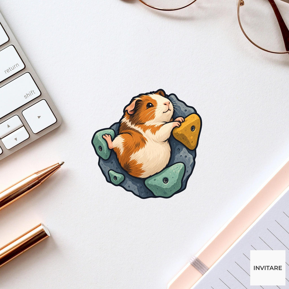 Guinea Pig Heel-Hook Loaf Vinyl Sticker, Funny Climbing Animal, Boulder Lover Gift