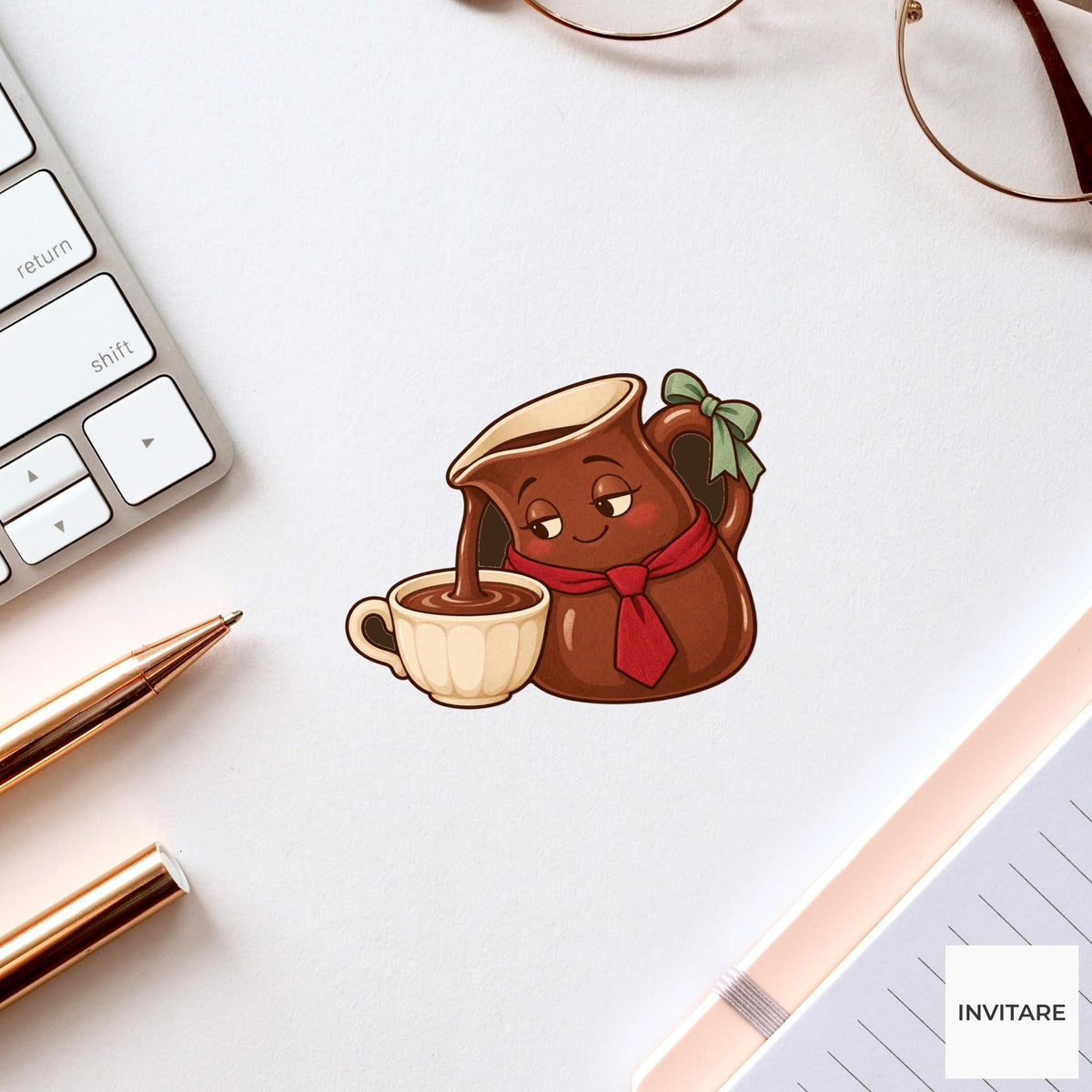Cocoa Pitcher Pause Vinyl Sticker, Christmas After Work Comfort Drink