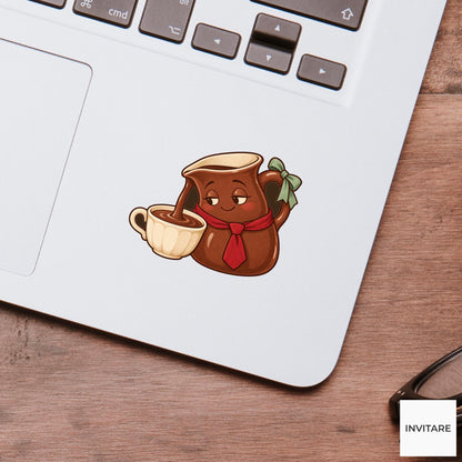 Cocoa Pitcher Pause Vinyl Sticker, Christmas After Work Comfort Drink