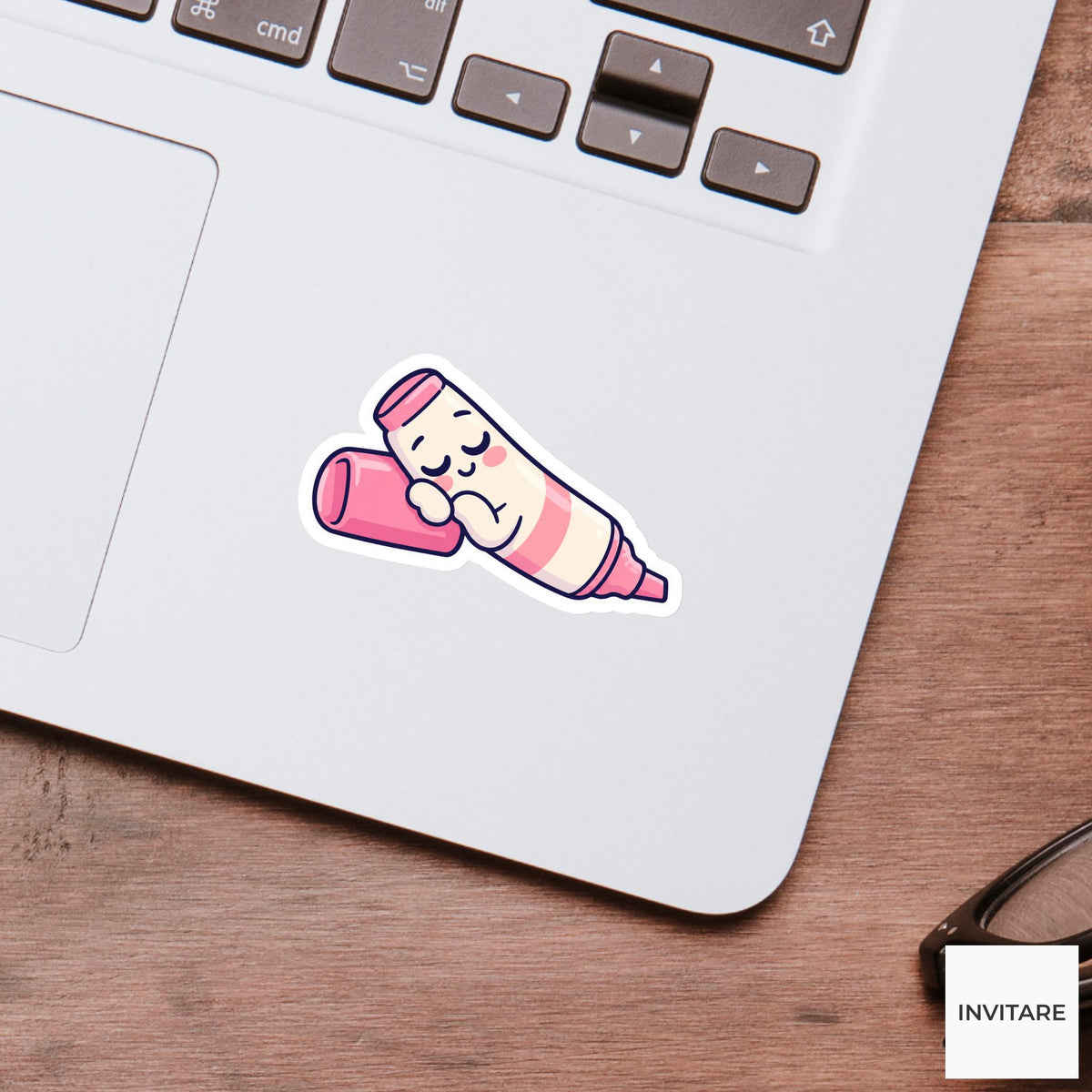 Marker Lying Asleep on Its Cap Vinyl Sticker, Funny Desk Break Decal