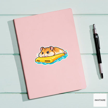 Hamster Kickboard Intermission Sticker, Pool Training Animal, Laptop Journal Planner Gift