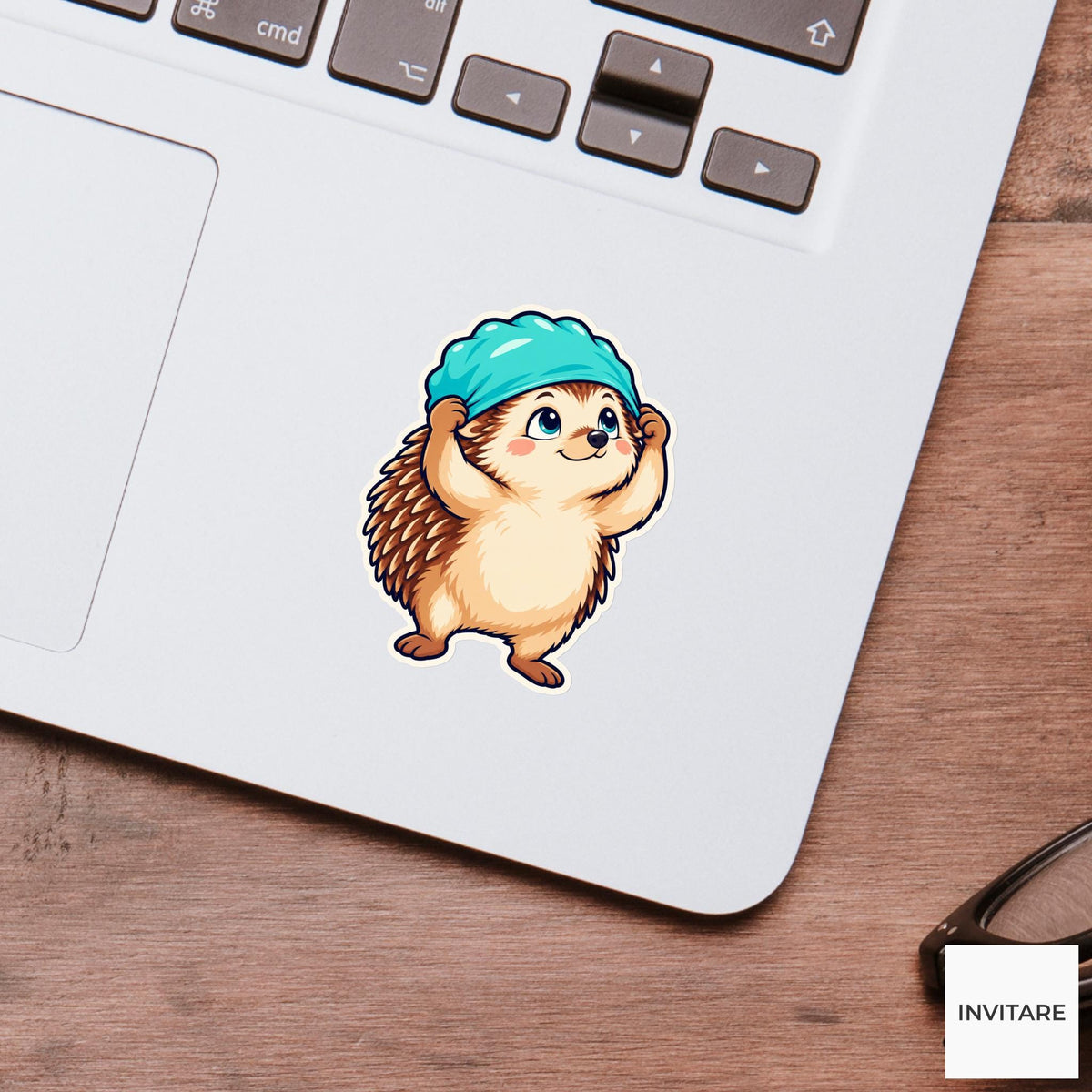 Hedgehog Cap Negotiation Sticker, Pool Training Animal, Laptop Journal Planner Gift
