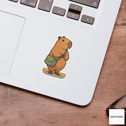Capybara Platform Wait Sticker, Rail Commute Animal, Laptop Journal Planner Gift