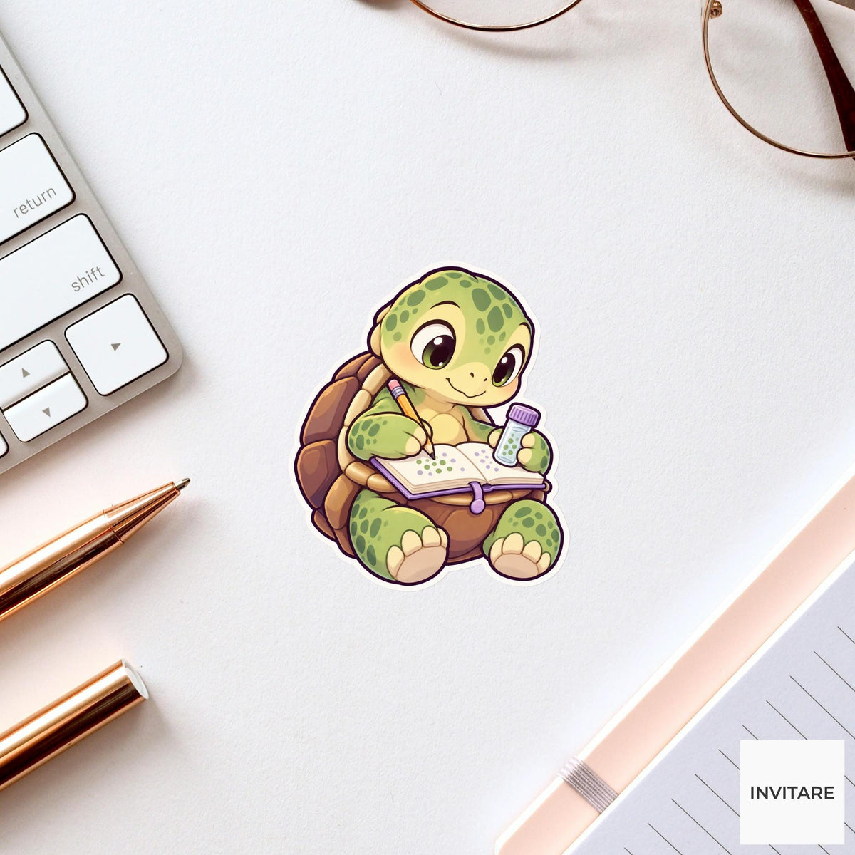 Turtle Lab-Notebook Sticker, Science Lab Animal, Laptop Journal Planner Gift
