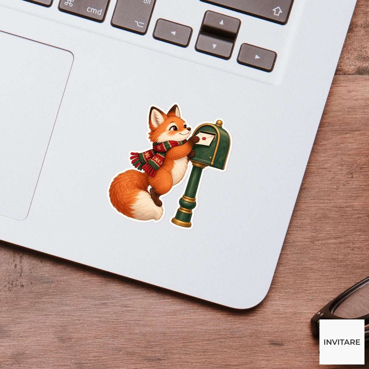 Fox Mail-Slot Reach Sticker, Christmas Gift Mail Animal, Laptop Journal Planner Gift