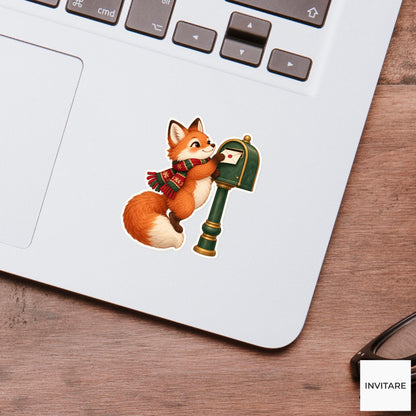 Fox Mail-Slot Reach Sticker, Christmas Gift Mail Animal, Laptop Journal Planner Gift