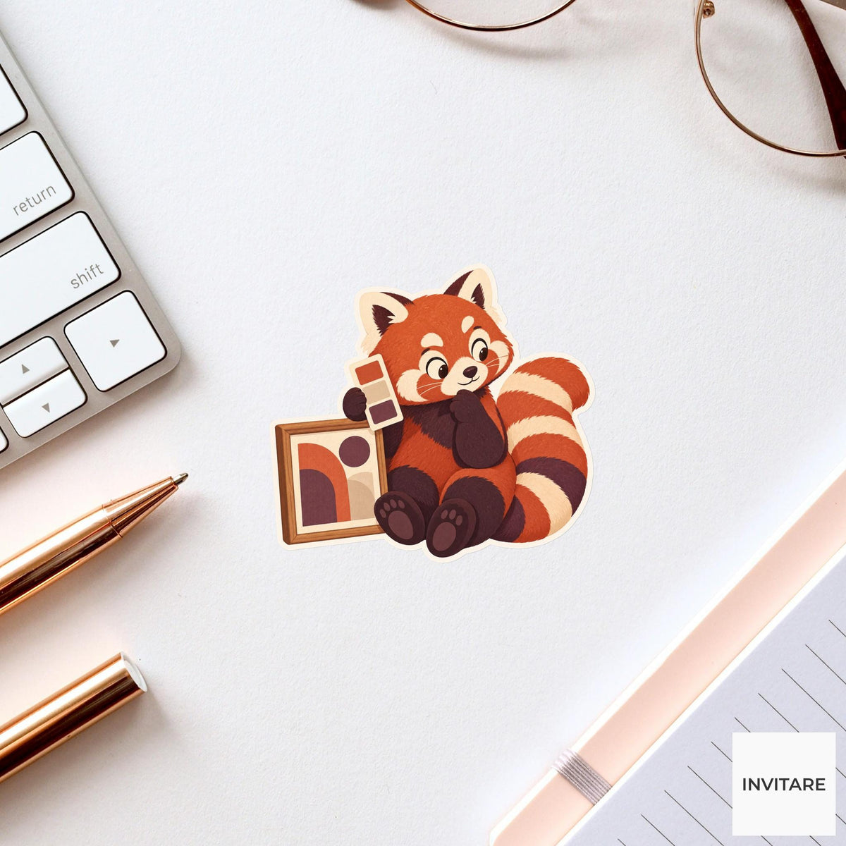 Red Panda Palette Comparison Sticker, Museum Weekend Animal, Laptop Journal Planner Gift