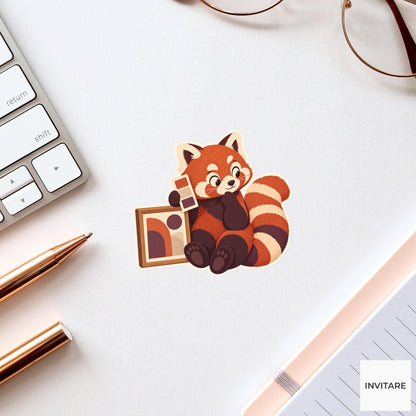 Red Panda Palette Comparison Sticker, Museum Weekend Animal, Laptop Journal Planner Gift