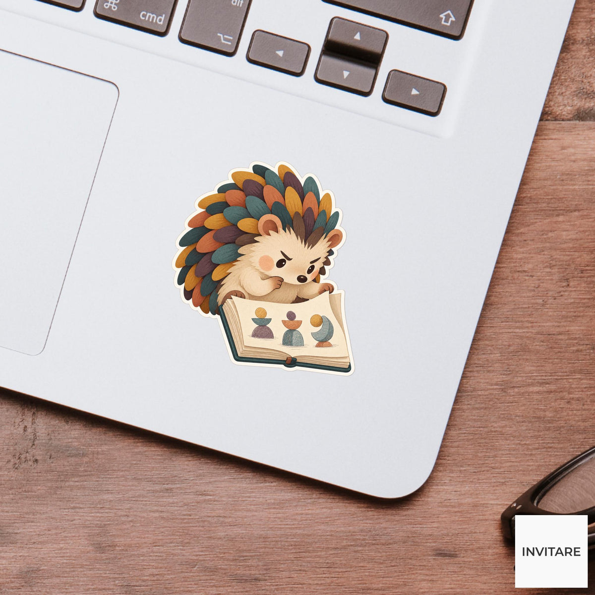 Hedgehog Sketchbook Page Turn Sticker, Museum Weekend Animal, Laptop Journal Planner Gift