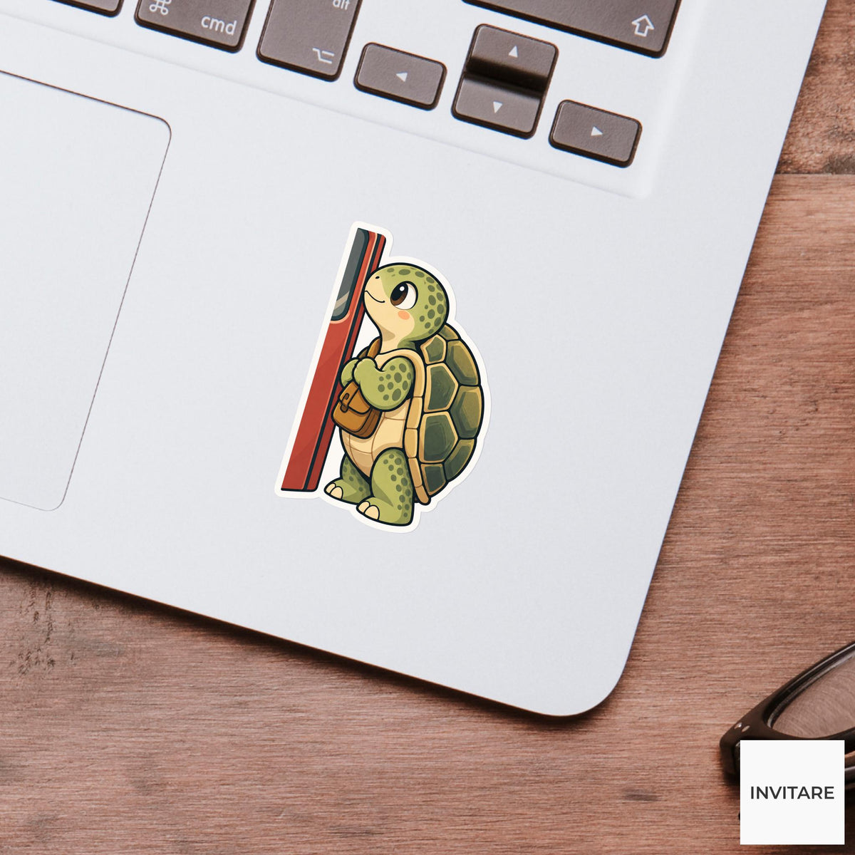 Turtle Doorway Patience Sticker, Rail Commute Animal, Laptop Journal Planner Gift